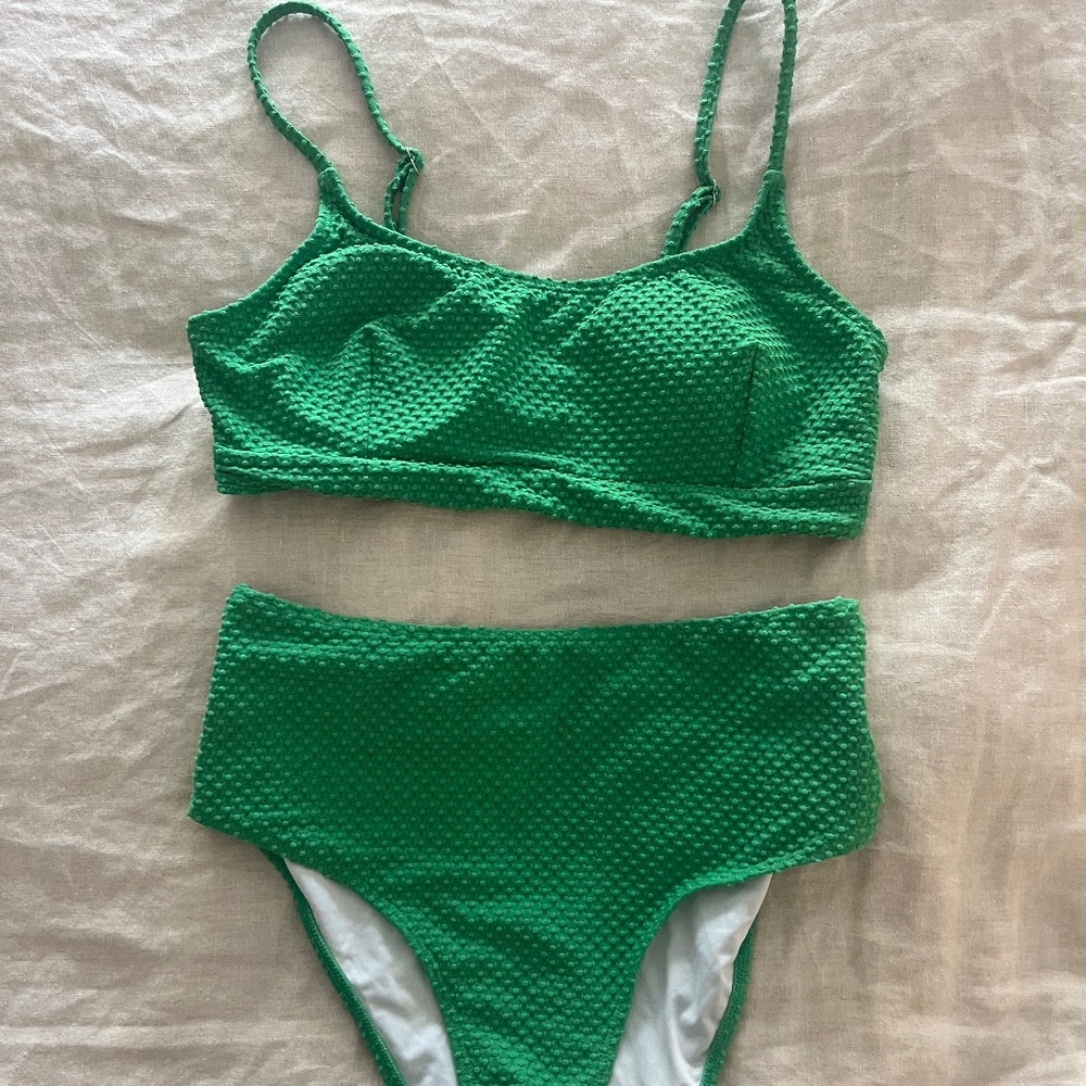 Green high waisted bathing suit - NEVER WORN